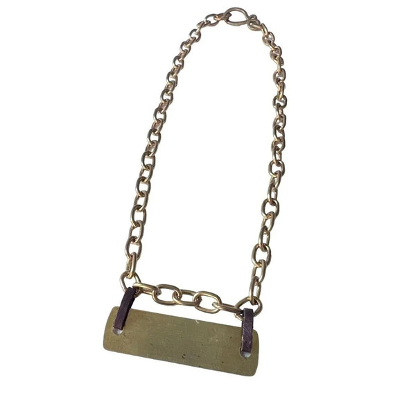 Brass Chain Link Nameplate Necklace - Picture 4 of 8